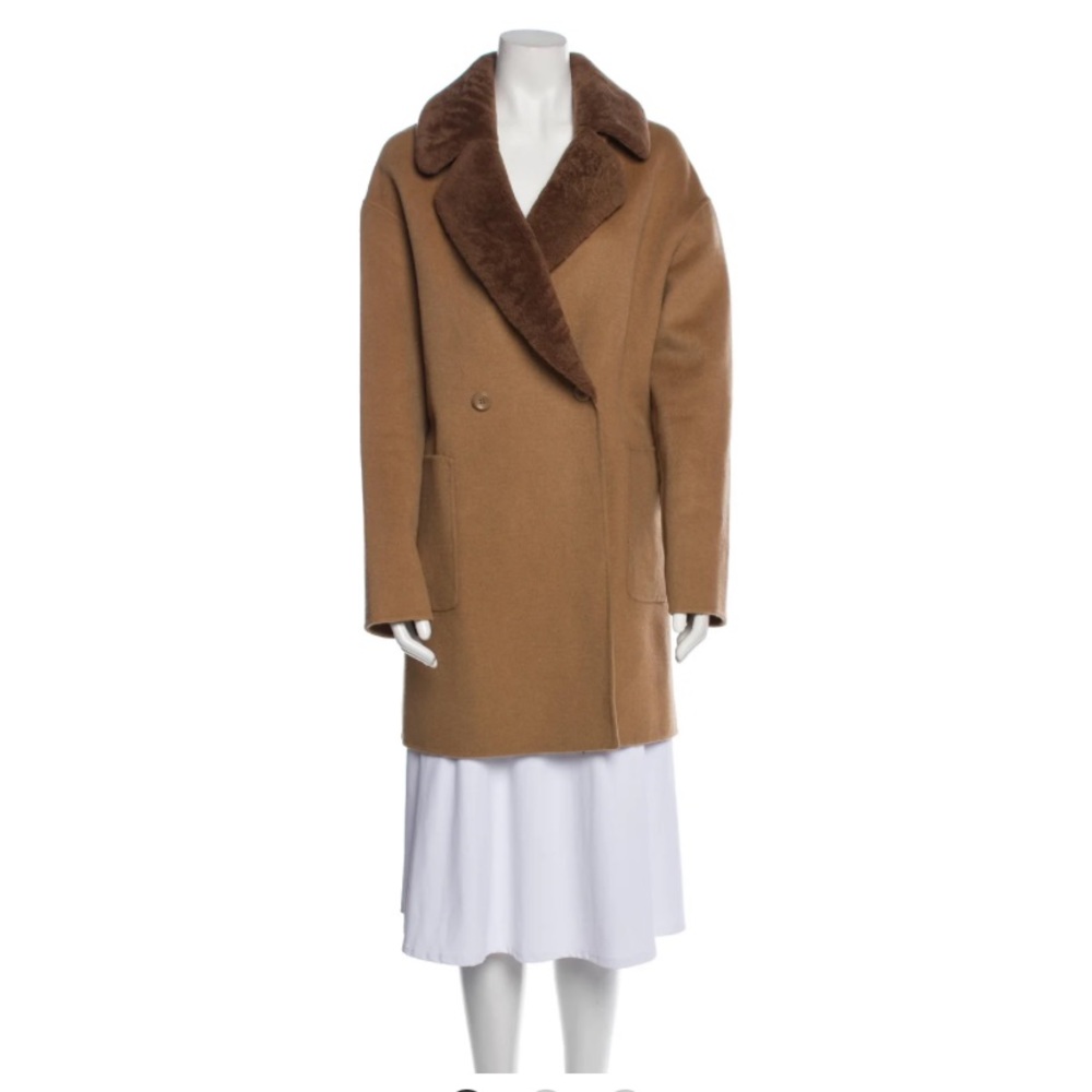 Trina Turk Fur Trim Wool Coat